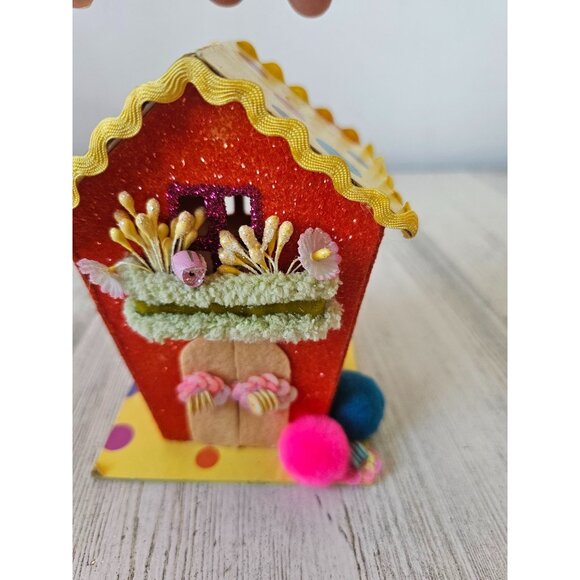 Katherine's collection Orange spring birdhouse glitter unique cardboard Easter - Picture 2 of 9